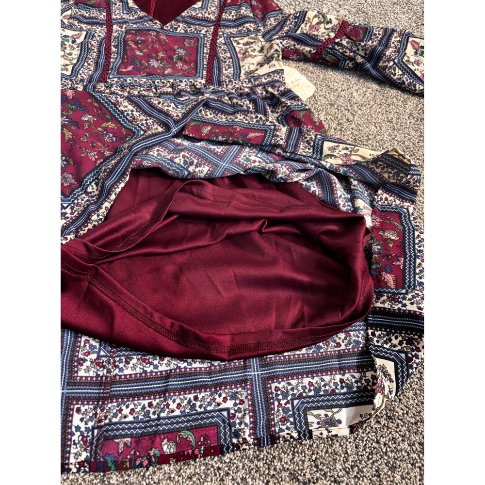Altar'd State Floral Print Mini Dress‎ Long Bell Sleeve Bohemian Boho Small - Picture 9 of 11